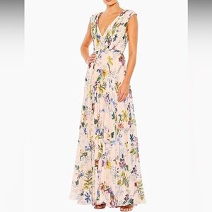 Worn Once! Mac Duggal Pleated Floral A-Line Gown | Size 4